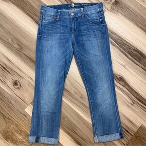 7 For All Mankind Women’s 23 The Skinny Crop & Roll Cuffed Jeans Low Rise USA